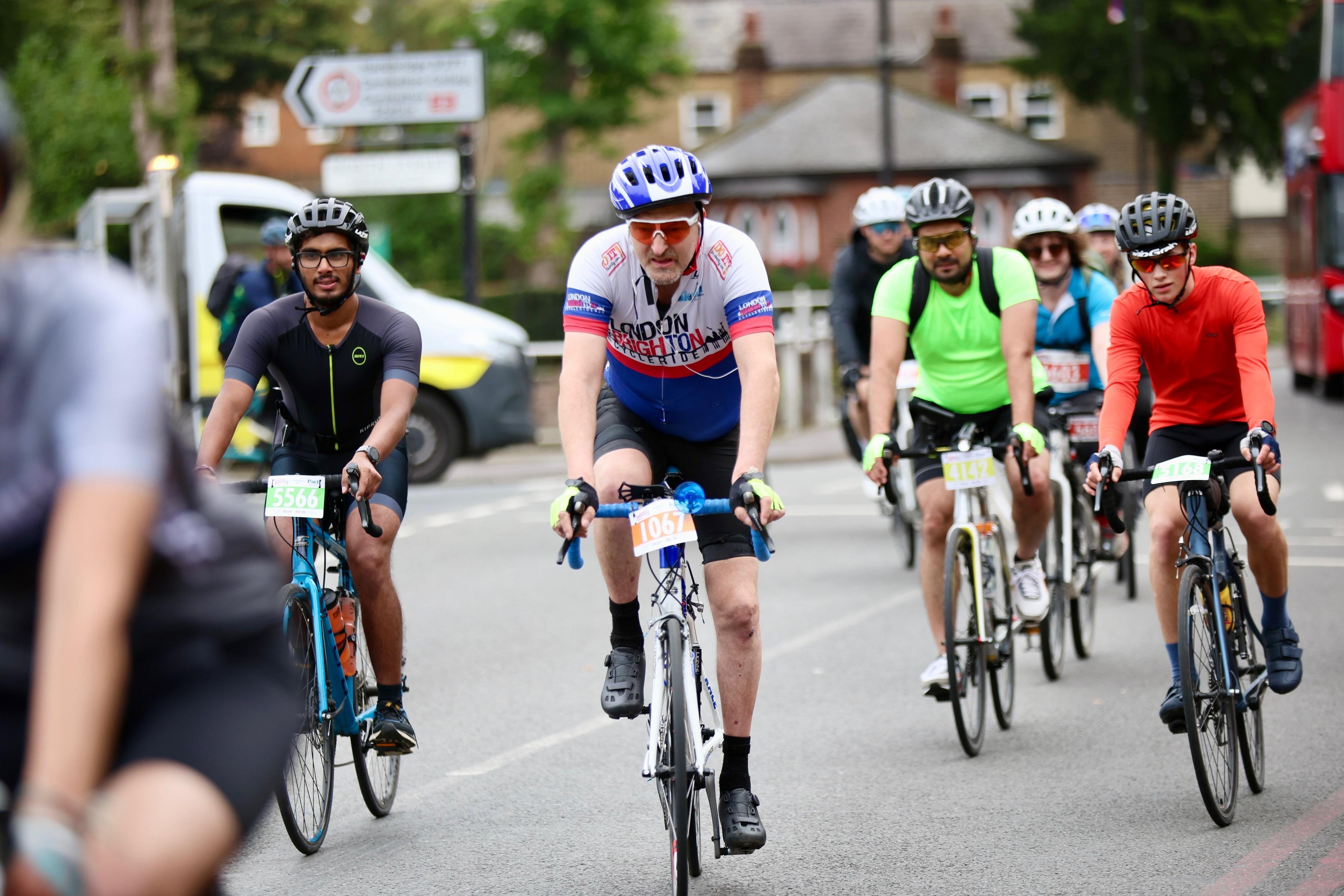 Participants on the London to Brighton charity cycle for Nayi Uraan Foundation — UK fundraising bike ride supporting rescue, care, and schooling for children in Pakistan