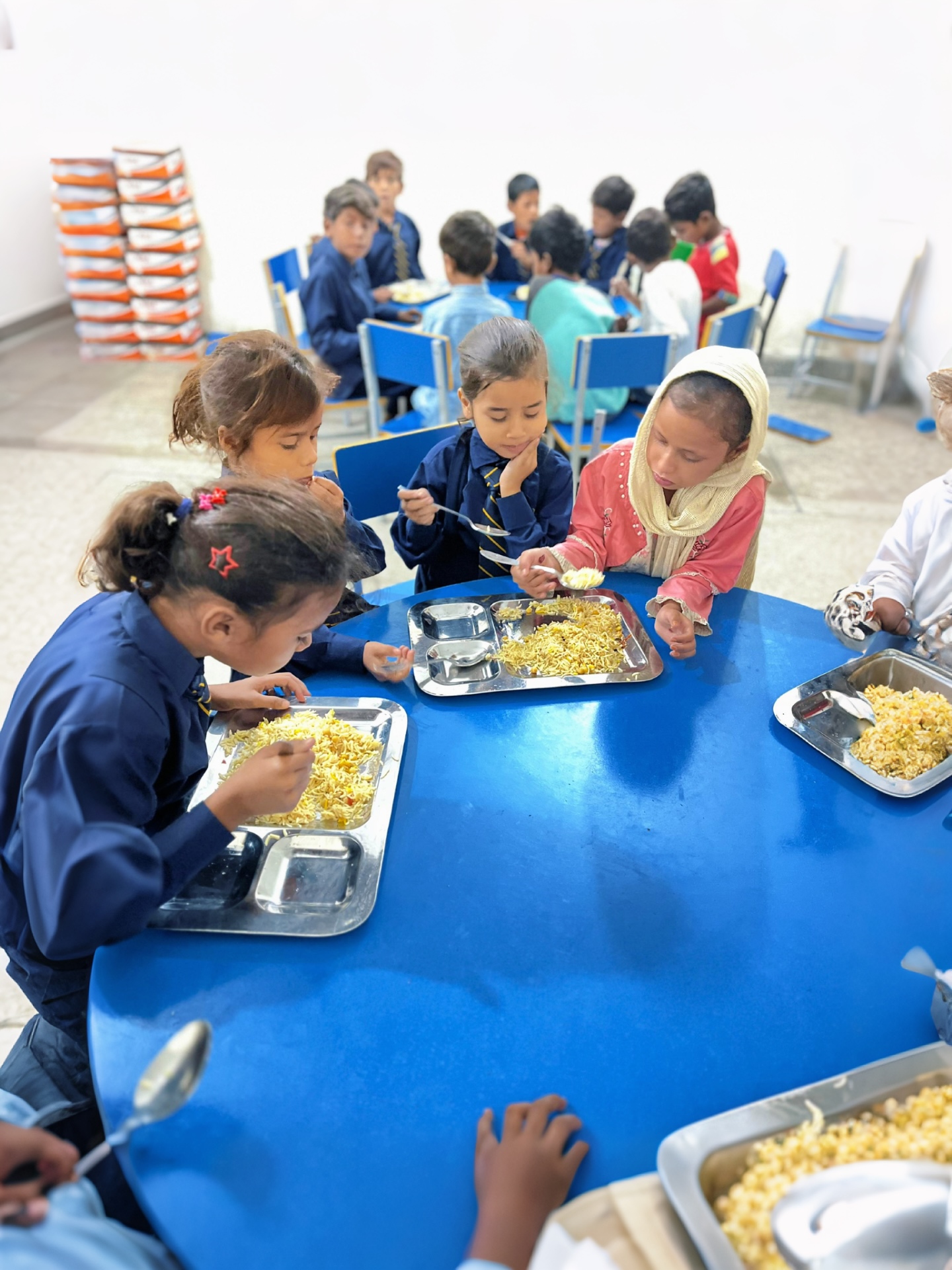 Children enjoying nutritious meals together